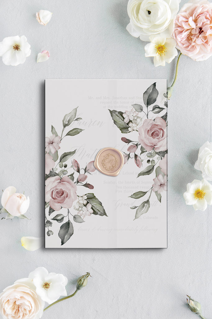 Elegant Floral Vellum Overlay, Envelope liners - Cotton Willow