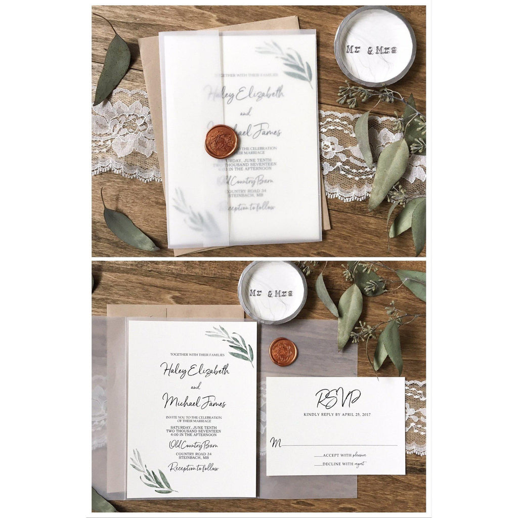 Modern painting strokes invitation, moody invitation vellum wax seal  {Cordoba}