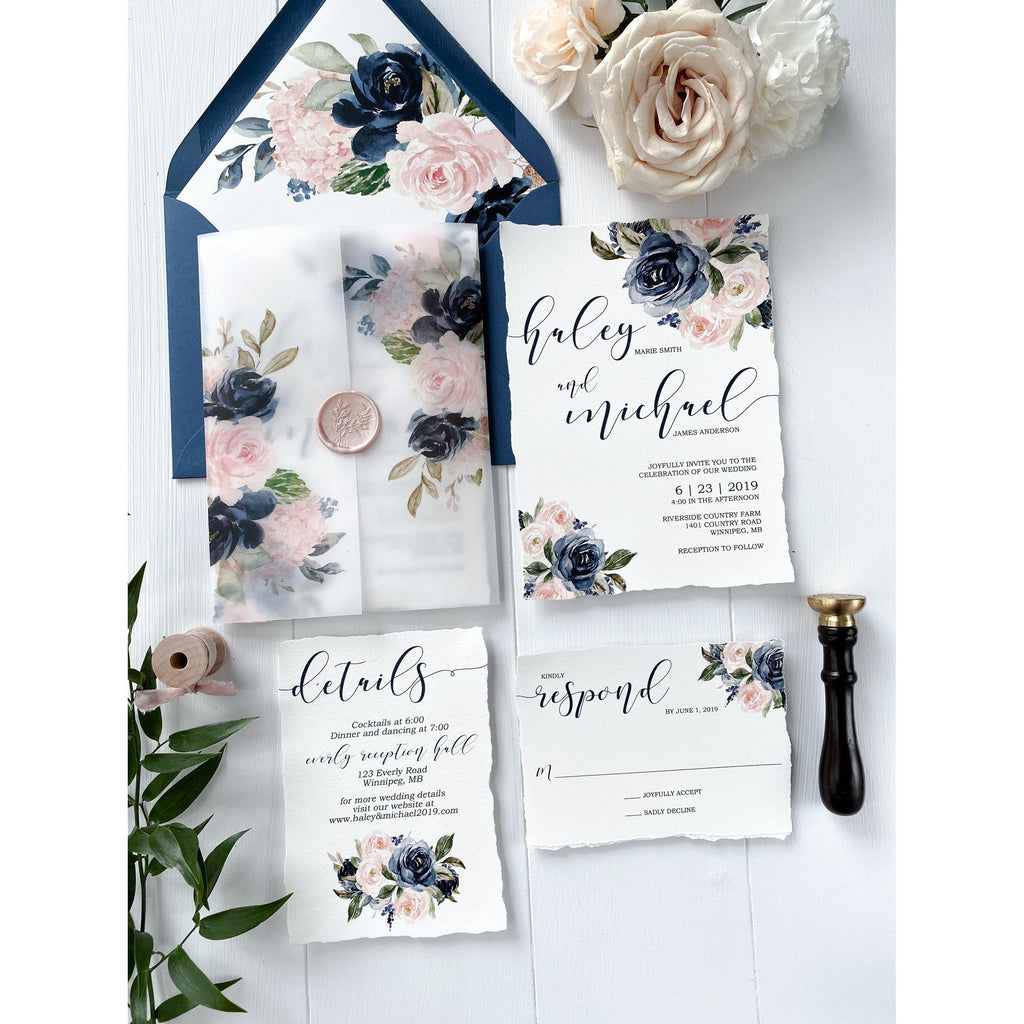 Clear Acrylic Wedding Invitation with Floral Liner and Blush Colors — Sofia  Invitations and Prints