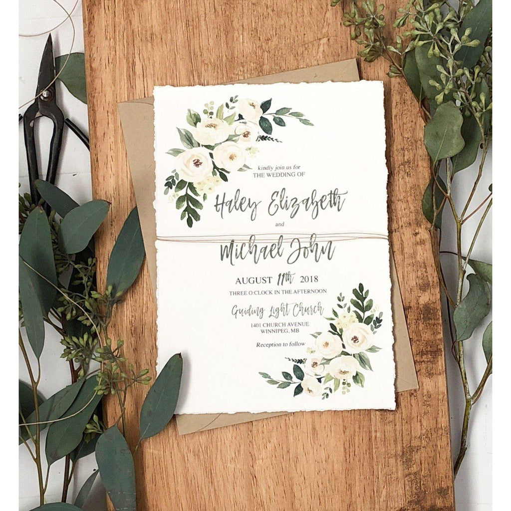 Rustic Wedding Invitation, Vintage Lace - Cotton Willow Design Co.
