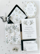 Wildflower Floral Vellum Wrap Wedding Invitation Set with Wax Seal