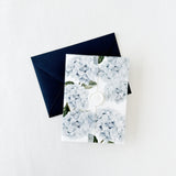 Blue Hydrangea Floral Vellum Jacket for 5 x 7 Wedding Invitation