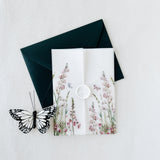 Elegant Wildflower Vellum Jacket for 5 x 7 Wedding Invitation