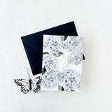 Blue Hydrangea Floral Vellum Jacket for 5 x 7 Wedding Invitation