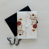 Orange Fall Floral Vellum Jacket for 5 x 7 Wedding Invitation