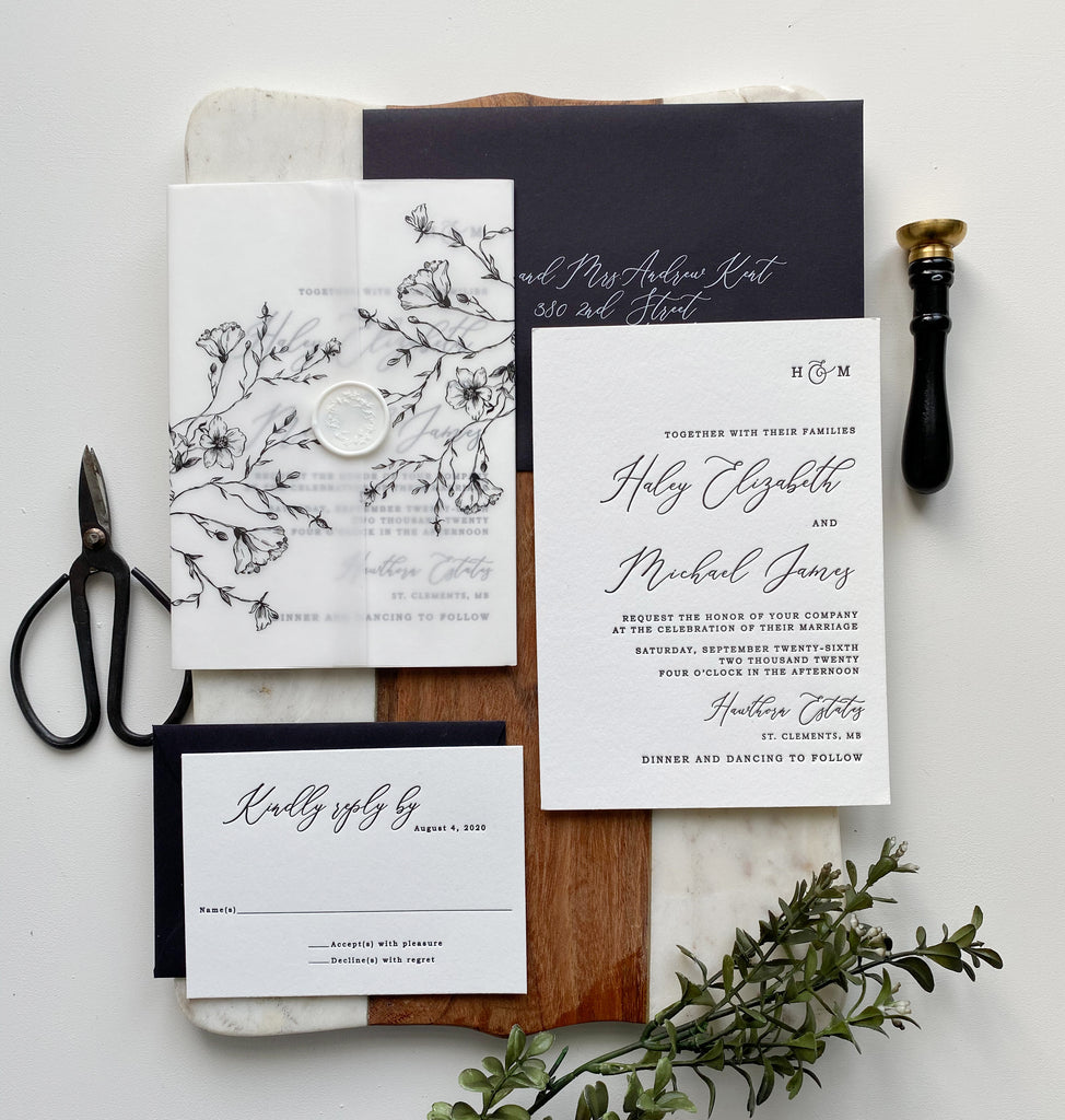 Elegant Botanical Vellum Wedding Invitation Suite - Cotton Willow ...