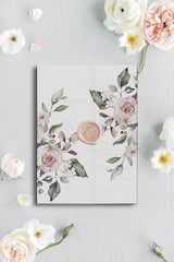 Elegant Dusty Rose Floral Vellum Wrap Jacket for 5 x 7 Invitation