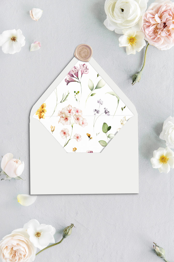 Delicate Floral Watercolor Envelope Liner | Set of 10 Marketplace Envelope  Liners by undefined