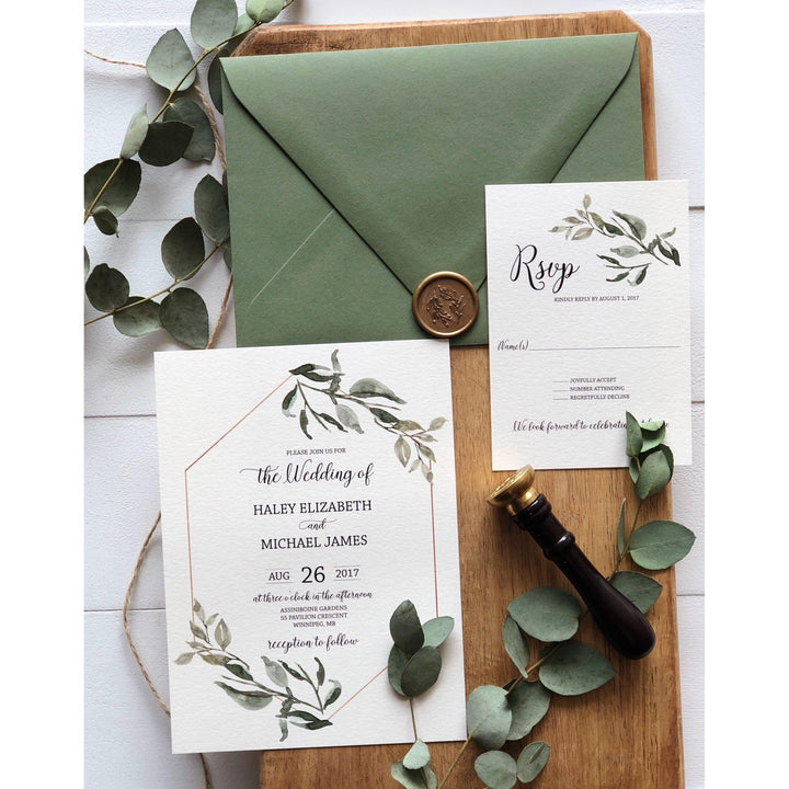 Rustic Greenery Botanical Wedding Invitation Envelope Liners - Cotton  Willow Design Co.