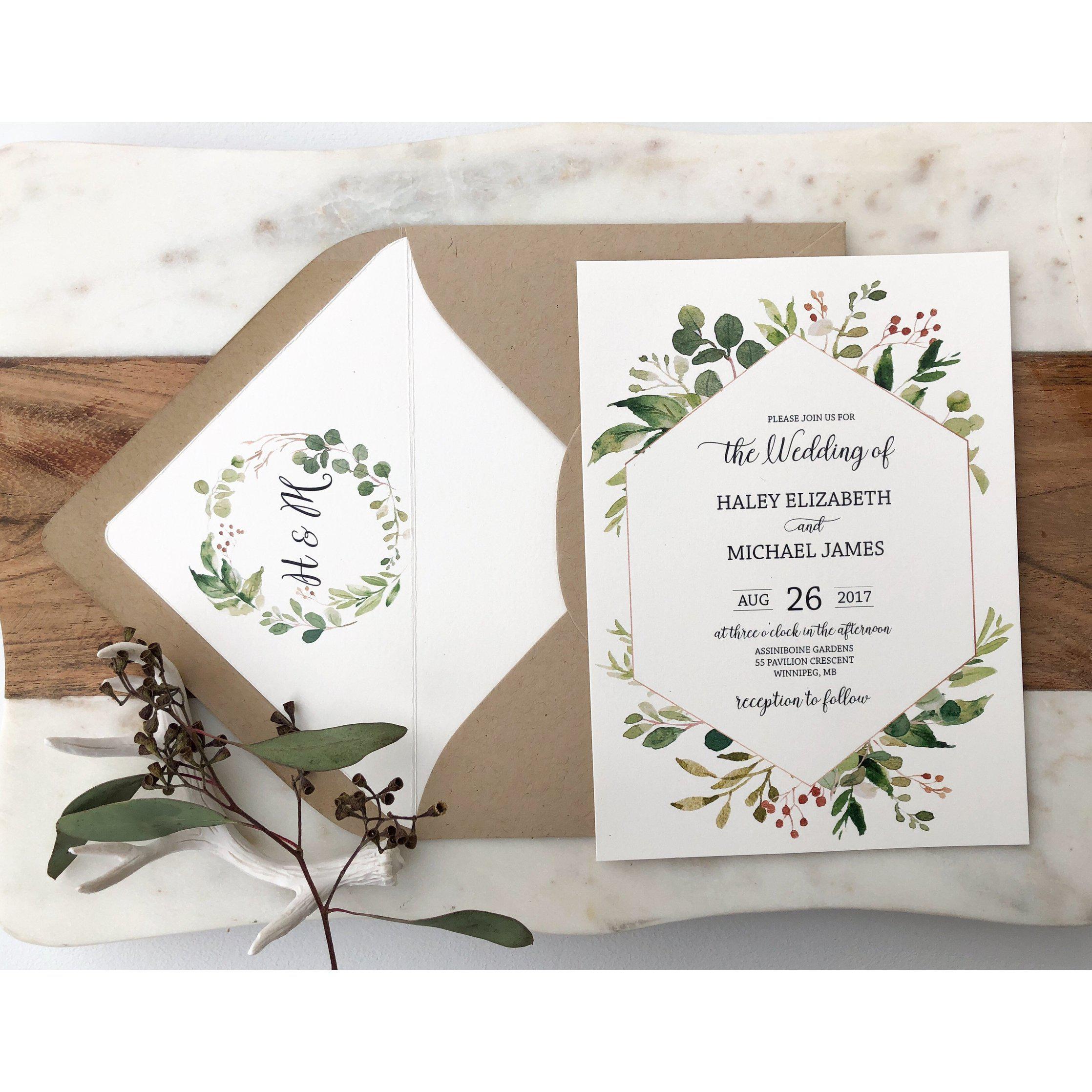 Personalised Rustic Wedding Invitations EUCALYPTUS LEAVES & PAMPAS packs of  10