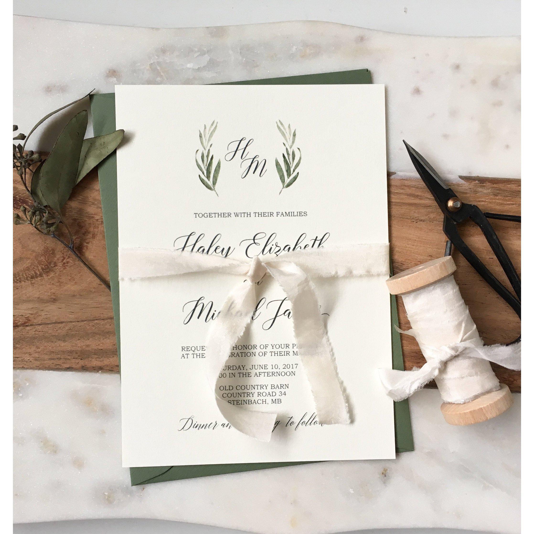 Botanical Silk Ribbon  Shine Wedding Invitations
