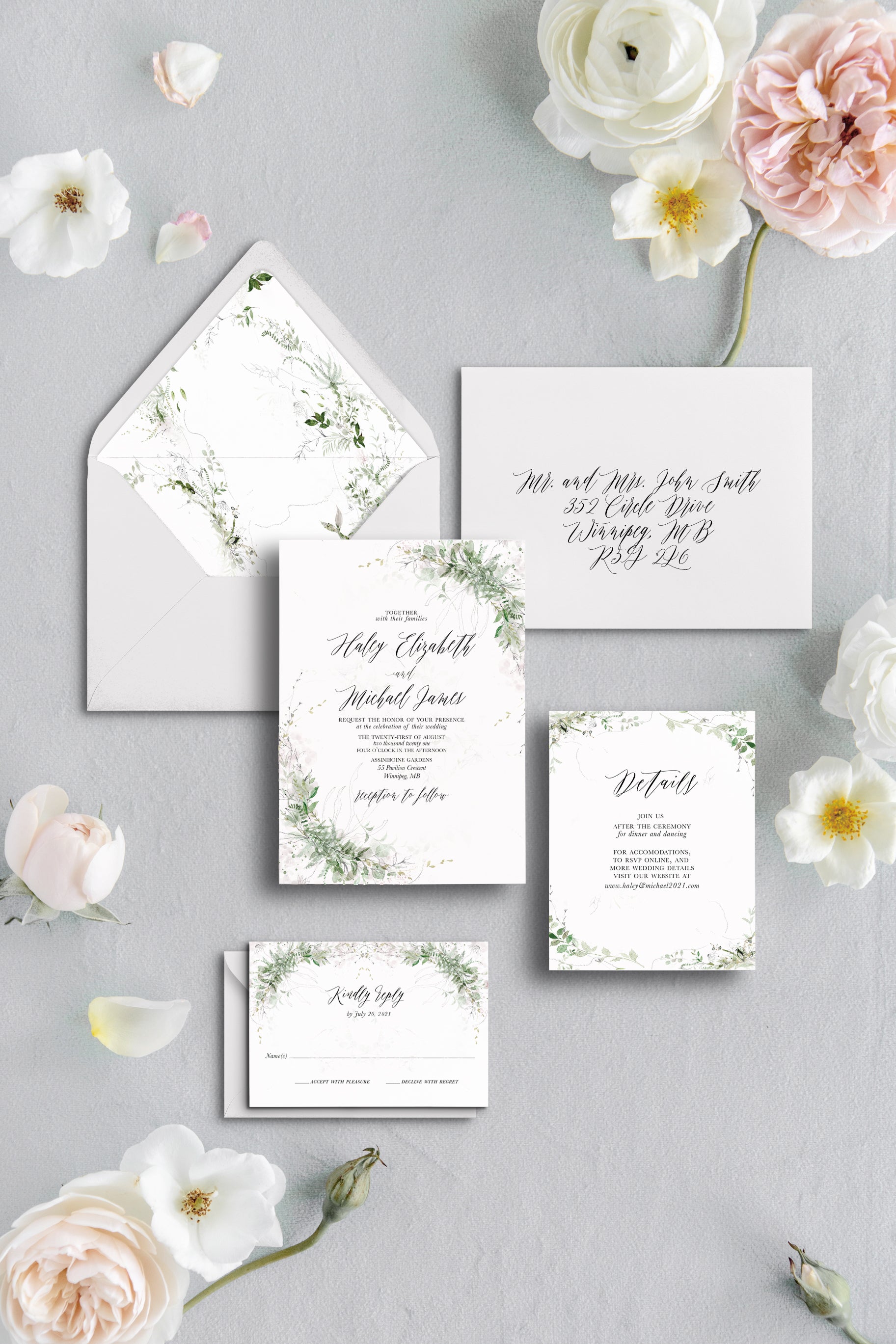Rustic Wedding Invitation, Greenery, Kraft - Cotton Willow Design Co.